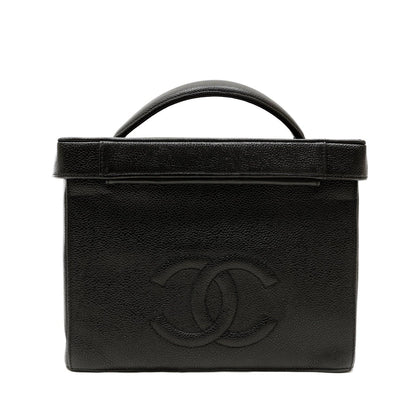 Chanel Black Caviar Large Vanity Box NO Straps w/ Gold Hardware
