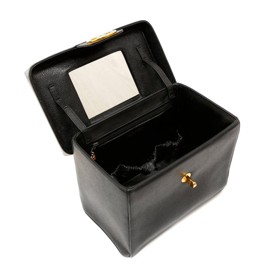 Chanel Black Caviar Large Vanity Box NO Straps w/ Gold Hardware