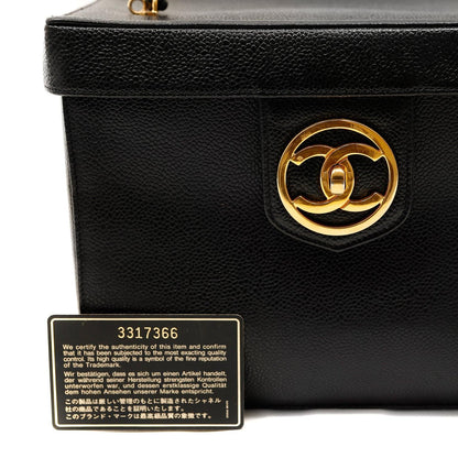 Chanel Black Caviar Large Vanity Box NO Straps w/ Gold Hardware