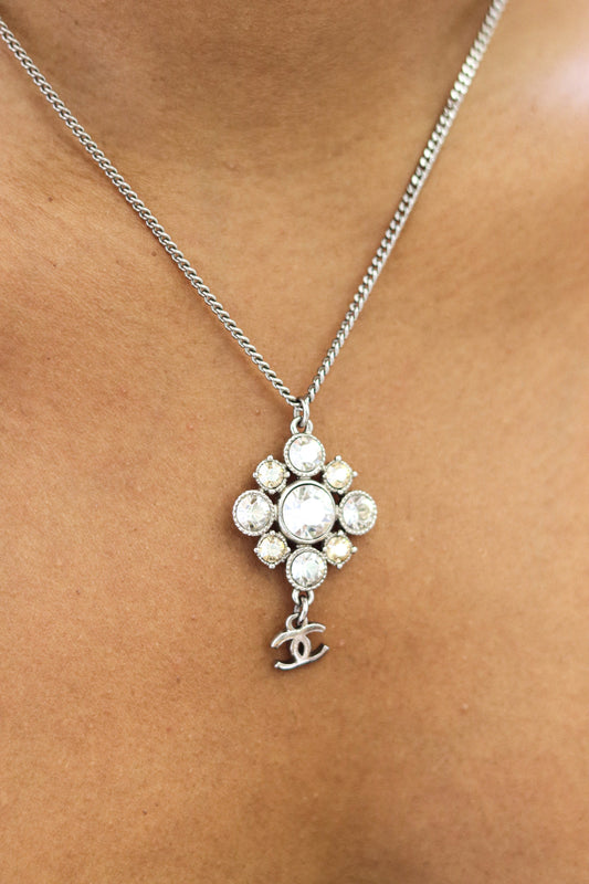Chanel Silver Crystal Necklace
