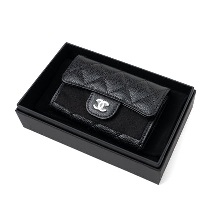 Chanel Classic Flap Card Holder Caviar Black SHW (Hologram)