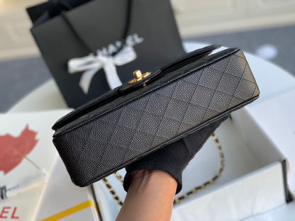 CHANEL MEDIUM FLAP BAG 25CM BLACK CAVIAR GOLD HARDWARE