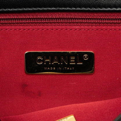 Chanel Matelasse Coco Mark Chain Shoulder Bag Black Lambskin