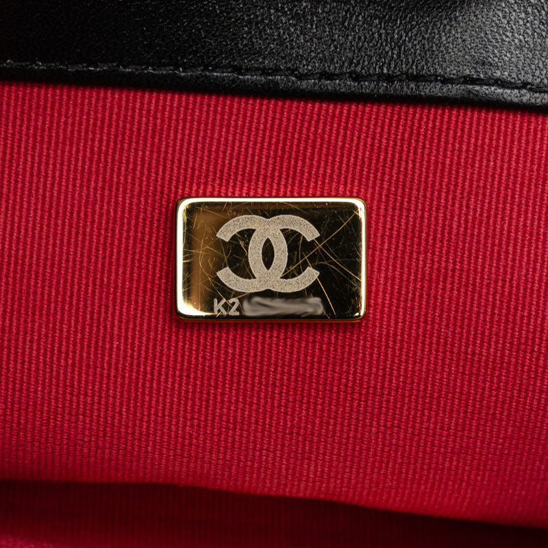 Chanel Matelasse Coco Mark Chain Shoulder Bag Black Lambskin