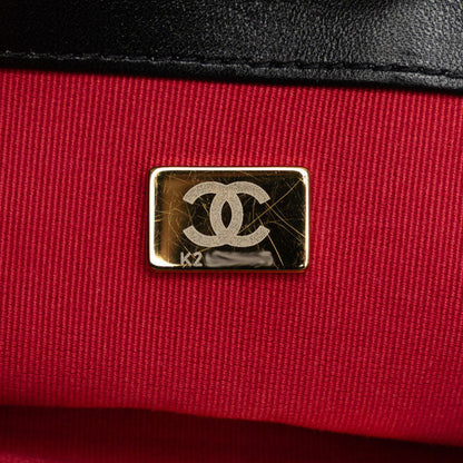 Chanel Matelasse Coco Mark Chain Shoulder Bag Black Lambskin