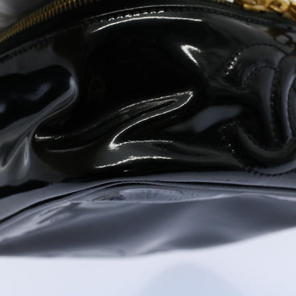 CHANEL Vanity Cosmetic Pouch Patent leather Black CC yb378