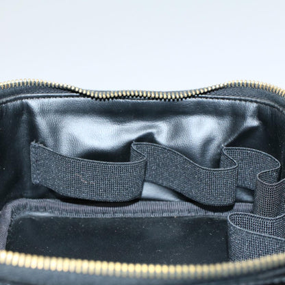 CHANEL Vanity Cosmetic Pouch Patent leather Black CC yb378
