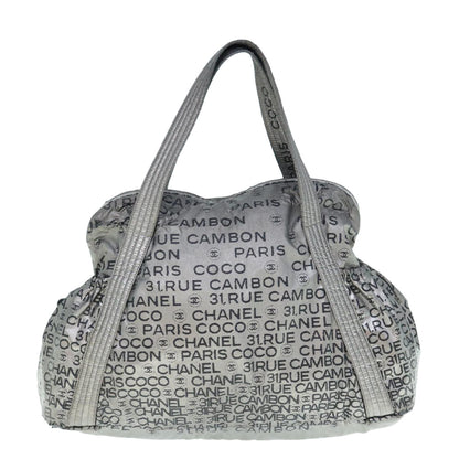 CHANEL Unlimited Shoulder Bag Nylon Silver CC yb486