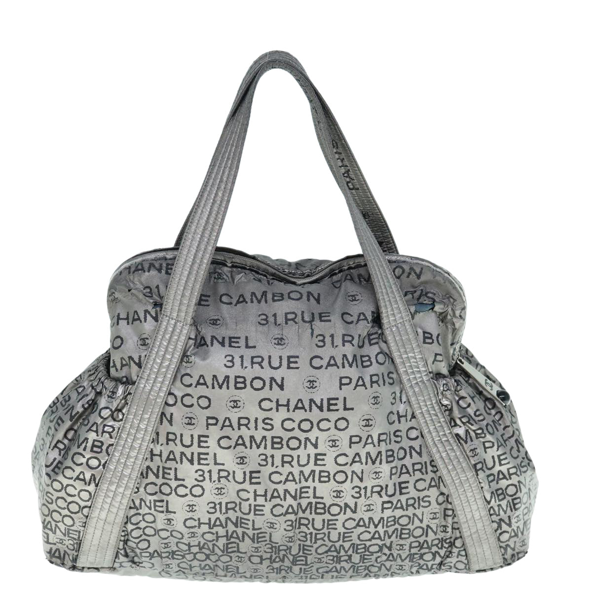 CHANEL Unlimited Shoulder Bag Nylon Silver CC yb486