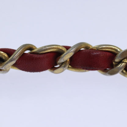 CHANEL Bicolore Chain Hand Bag Leather Red CC yb605