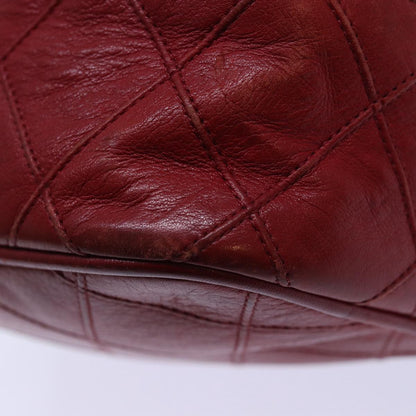 CHANEL Bicolore Chain Hand Bag Leather Red CC yb605