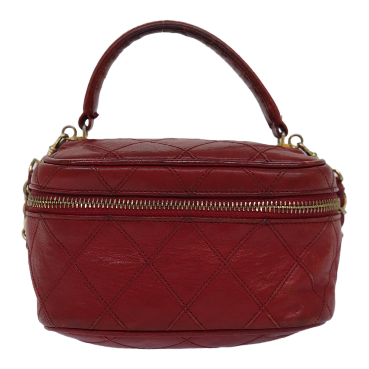 CHANEL Bicolore Chain Hand Bag Leather Red CC yb605
