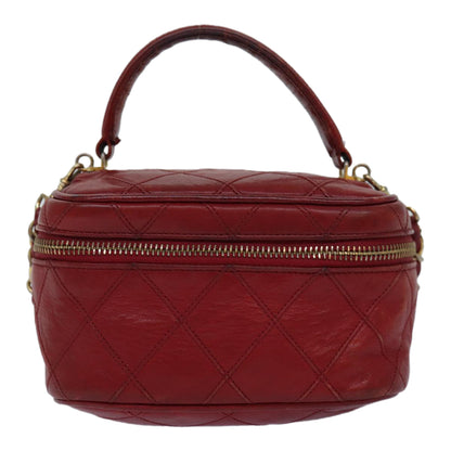 CHANEL Bicolore Chain Hand Bag Leather Red CC yb605