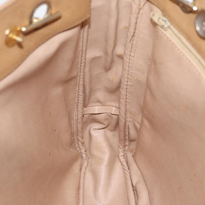 CHANEL Matelasse Chain Shoulder Bag Leather Beige Gold CC yb672