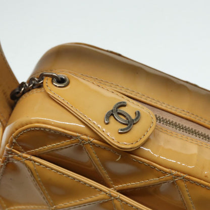 CHANEL Bicolore Shoulder Bag Enamel Yellow Silver CC yb674