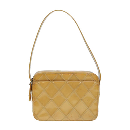 CHANEL Bicolore Shoulder Bag Enamel Yellow Silver CC yb674
