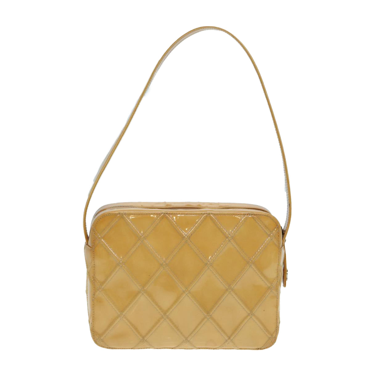 CHANEL Bicolore Shoulder Bag Enamel Yellow Silver CC yb674