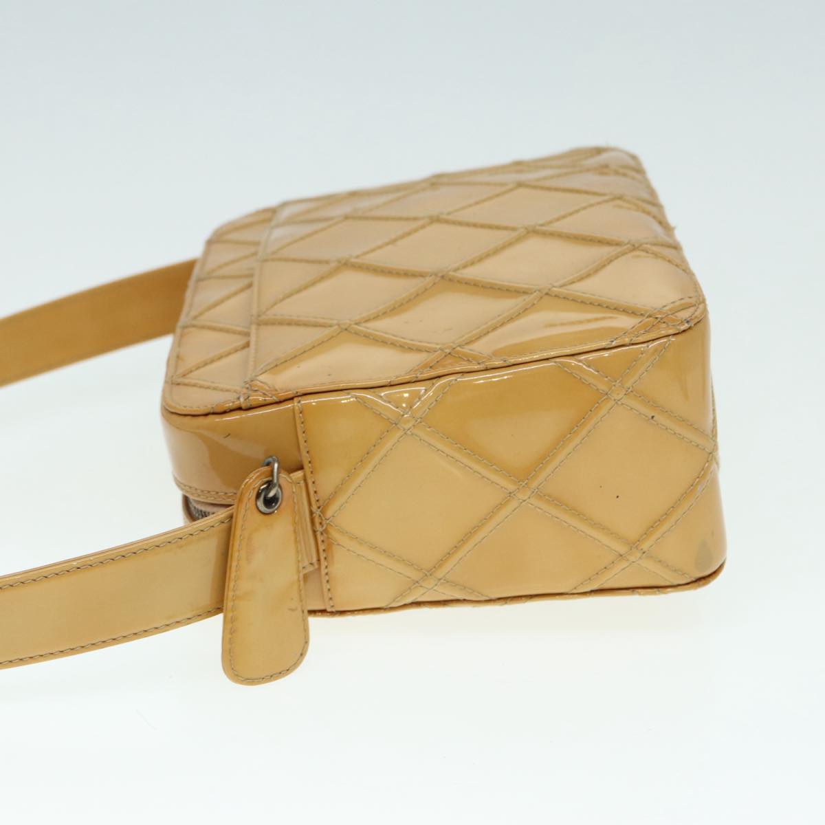 CHANEL Bicolore Shoulder Bag Enamel Yellow Silver CC yb674