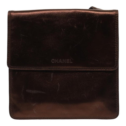 CHANEL Shoulder Bag Leather Bronze Gold CC yb676