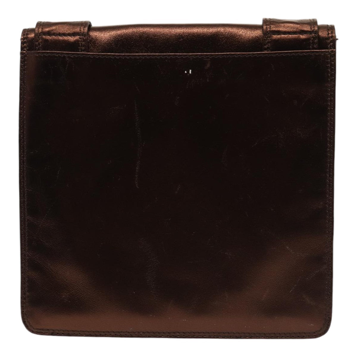 CHANEL Shoulder Bag Leather Bronze Gold CC yb676