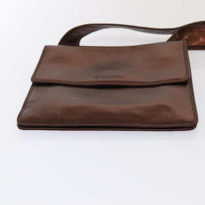 CHANEL Shoulder Bag Leather Bronze Gold CC yb676