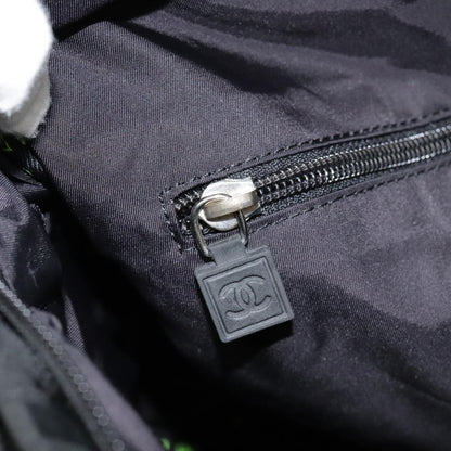CHANEL Sports Line Boston Bag Nylon Black Silver CC yb680