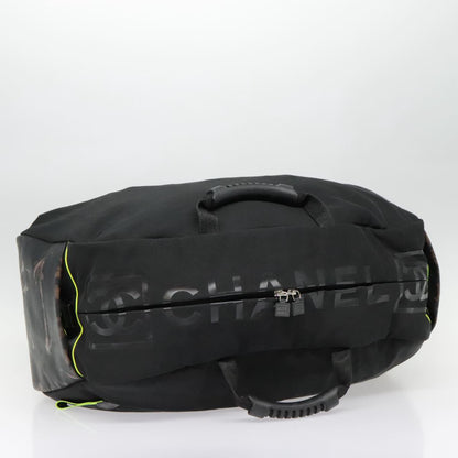 CHANEL Sports Line Boston Bag Nylon Black Silver CC yb680
