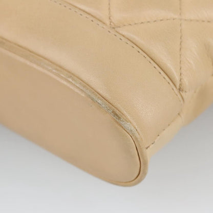 CHANEL Matelasse Chain Shoulder Bag Leather Beige CC yb718