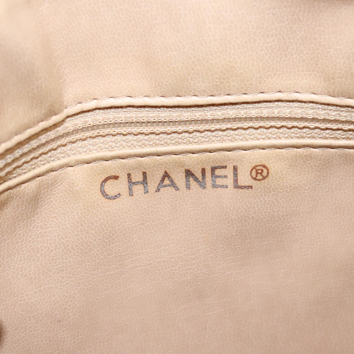 CHANEL Matelasse Chain Shoulder Bag Leather Beige CC yb718
