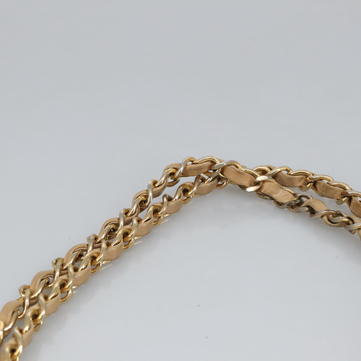 CHANEL Matelasse Chain Shoulder Bag Leather Beige CC yb718