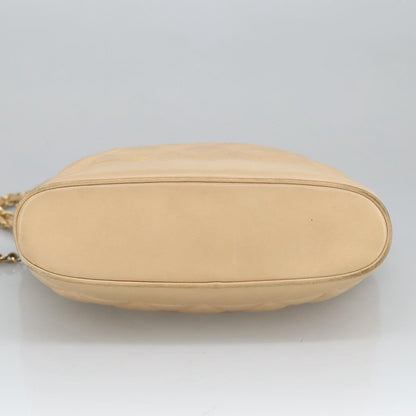CHANEL Matelasse Chain Shoulder Bag Leather Beige CC yb718