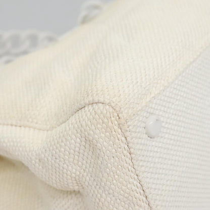 CHANEL Matelasse Chain Tote Bag Raffia White CC yb722