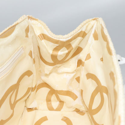 CHANEL Matelasse Chain Tote Bag Raffia White CC yb722