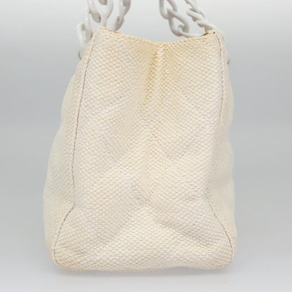 CHANEL Matelasse Chain Tote Bag Raffia White CC yb722