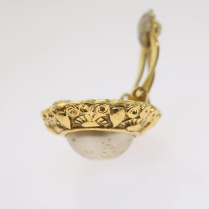 CHANEL Pearl Earring Gold Tone CC yk11111
