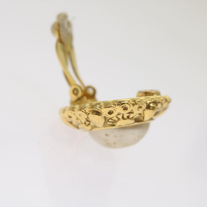 CHANEL Pearl Earring Gold Tone CC yk11111