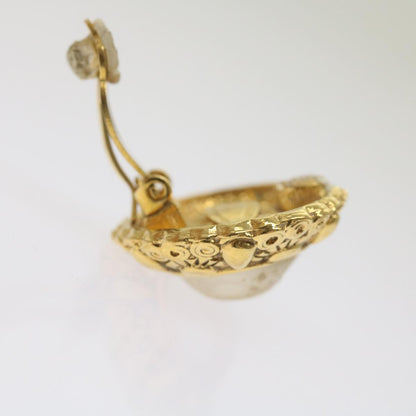 CHANEL Pearl Earring Gold Tone CC yk11111
