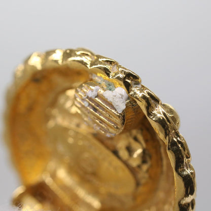 CHANEL Pearl Earring Gold Tone CC yk11111
