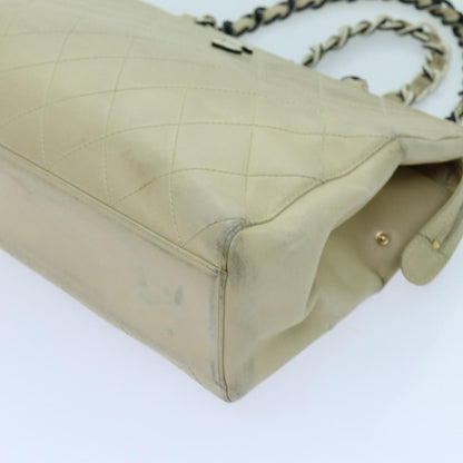 CHANEL Matelasse Chain Tote Bag Leather Beige CC yk11588