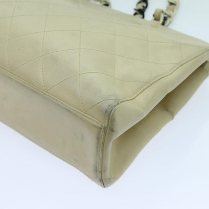 CHANEL Matelasse Chain Tote Bag Leather Beige CC yk11588