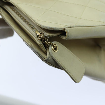 CHANEL Matelasse Chain Tote Bag Leather Beige CC yk11588