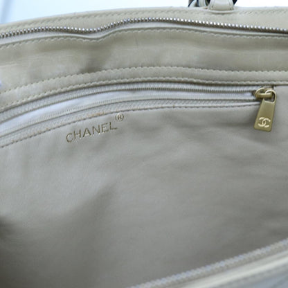 CHANEL Matelasse Chain Tote Bag Leather Beige CC yk11588