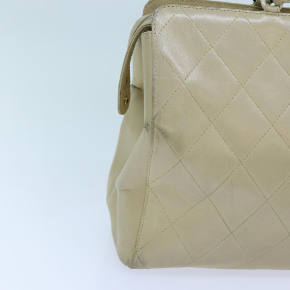 CHANEL Matelasse Chain Tote Bag Leather Beige CC yk11588