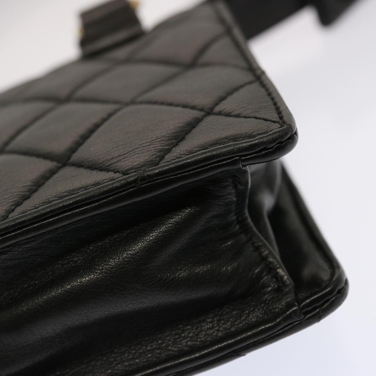 CHANEL Matelasse Turn Lock Waist bag Lamb Skin Black CC yk11590