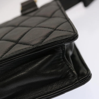 CHANEL Matelasse Turn Lock Waist bag Lamb Skin Black CC yk11590