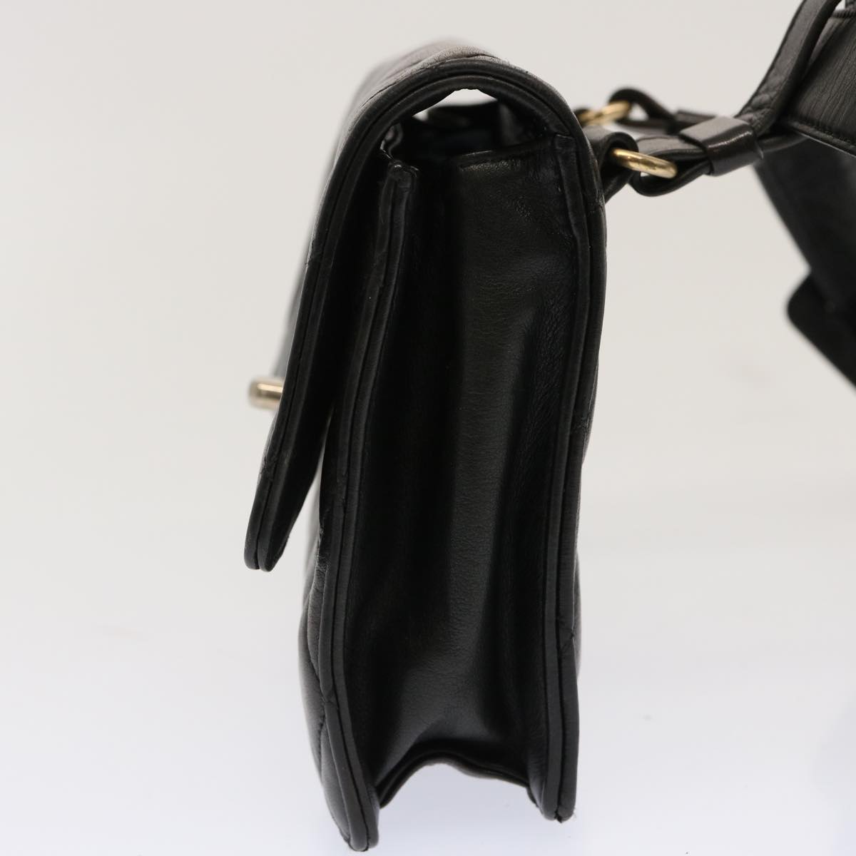 CHANEL Matelasse Turn Lock Waist bag Lamb Skin Black CC yk11590