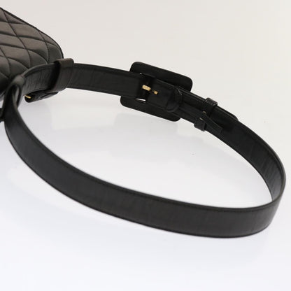 CHANEL Matelasse Turn Lock Waist bag Lamb Skin Black CC yk11590