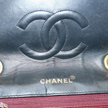 CHANEL V Stitch Shoulder Bag Lamb Skin Black CC yk11681