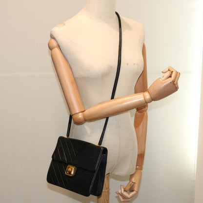 CHANEL V Stitch Shoulder Bag Lamb Skin Black CC yk11681