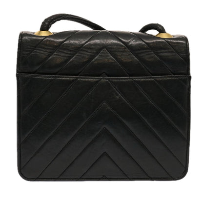 CHANEL V Stitch Shoulder Bag Lamb Skin Black CC yk11681